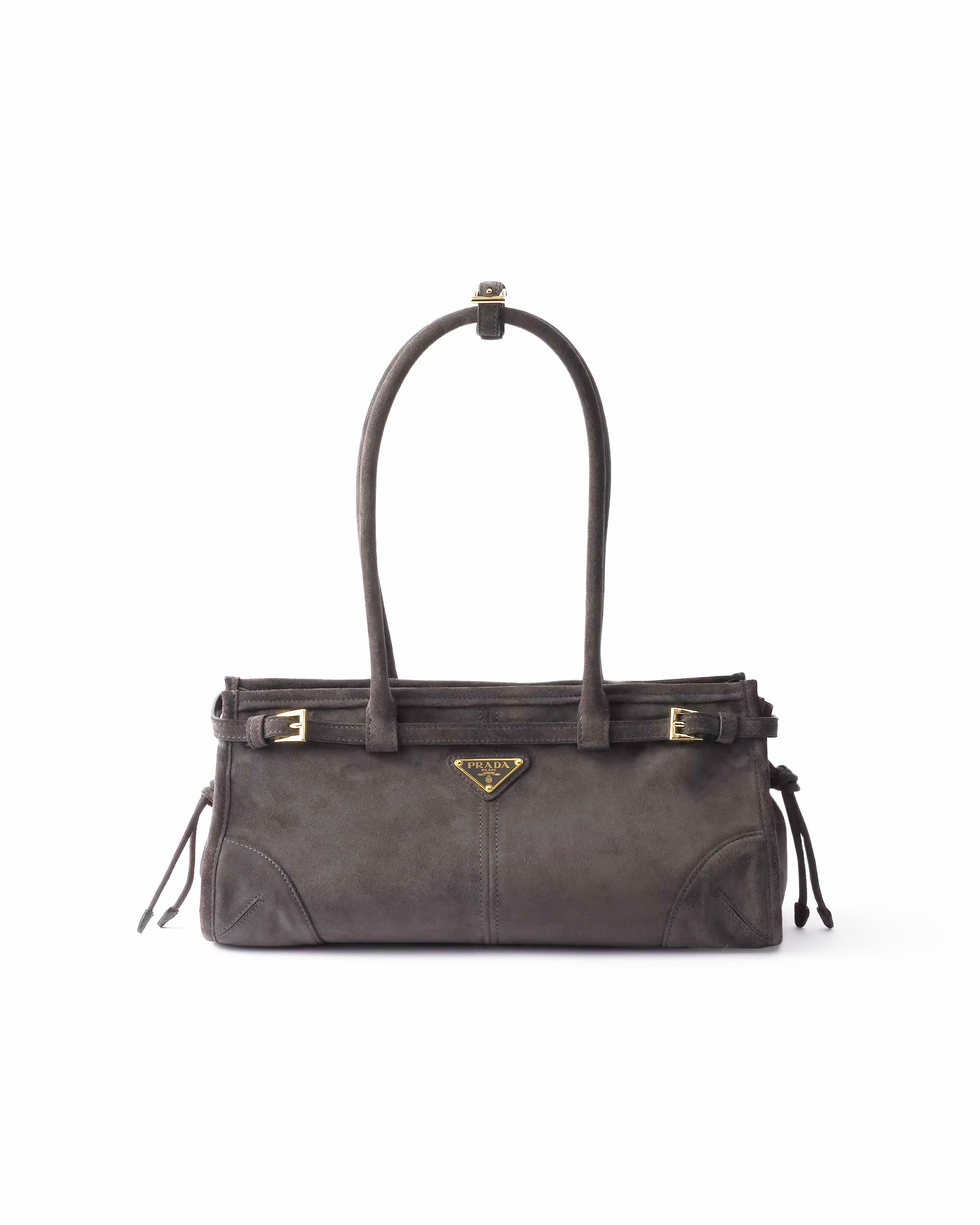 Prada Grey Suede Bonnie Bag