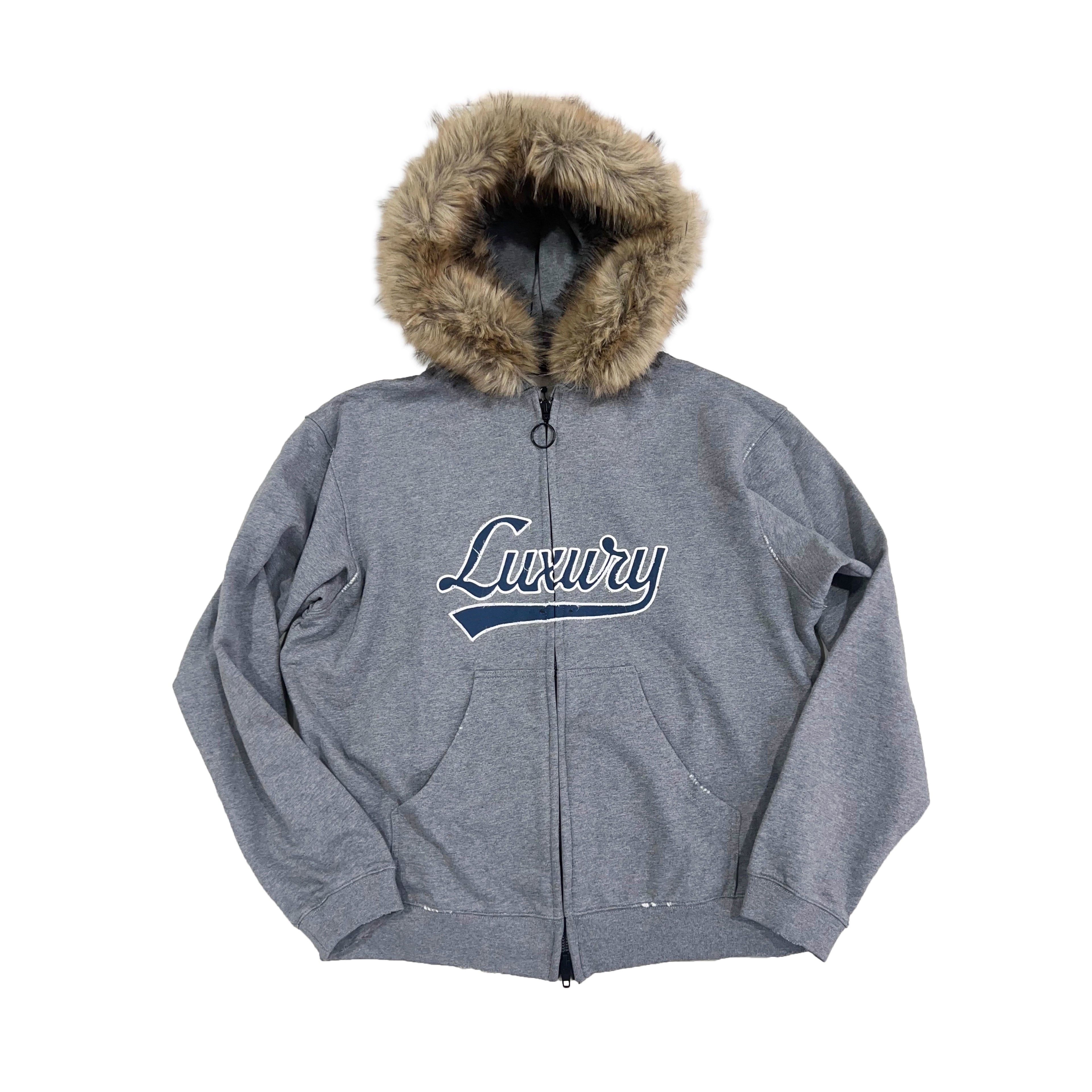 Balenciaga Luxury Script Fur Hat Zip-up Hoodie