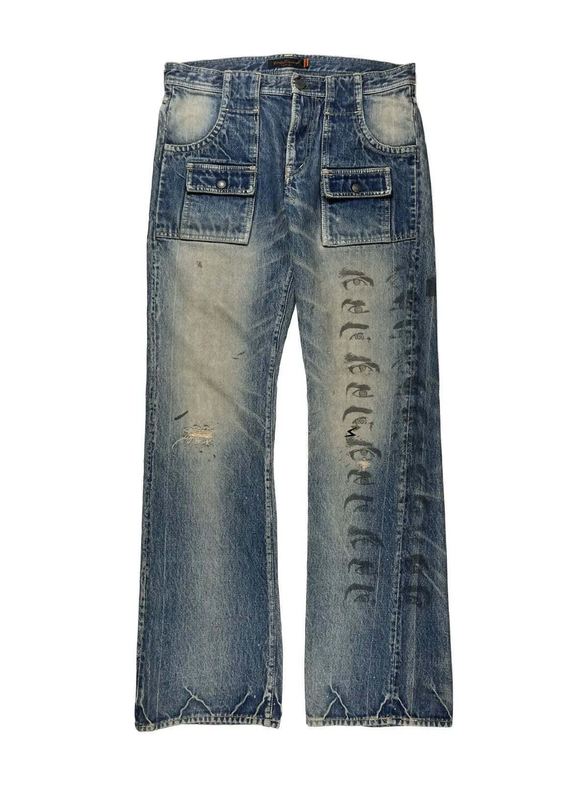 Undercover Chuuut Wahnfrieden Cargo Flare Denim Jeans