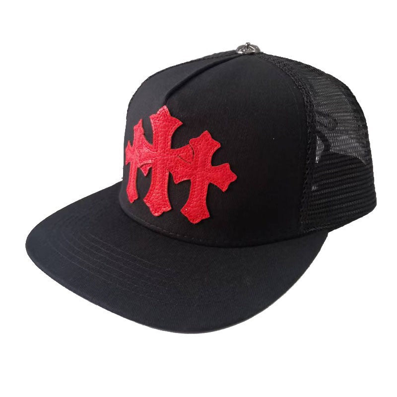 Chrome Hearts Three Leather Crosses Black Cap