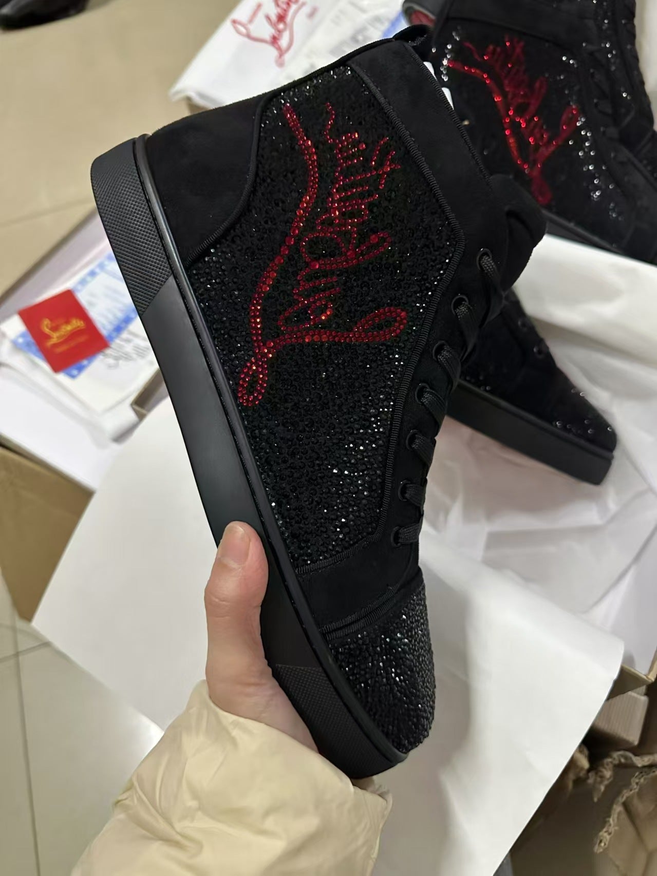 Christian Louboutin Shiny Spikes Hightops Shoes