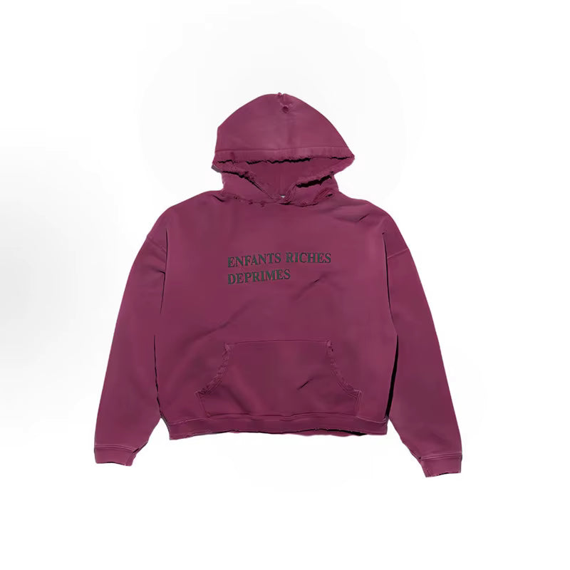 Enfants Riches Déprimés Distressed Neck Logo Hoodie