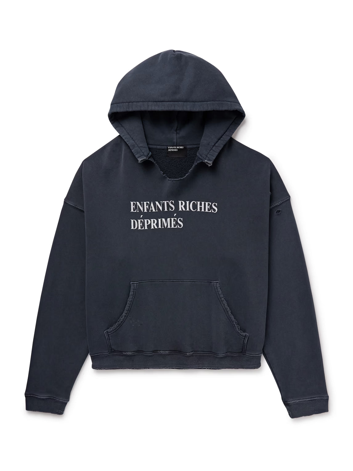 Enfants Riches Déprimés Distressed Neck Logo Hoodie