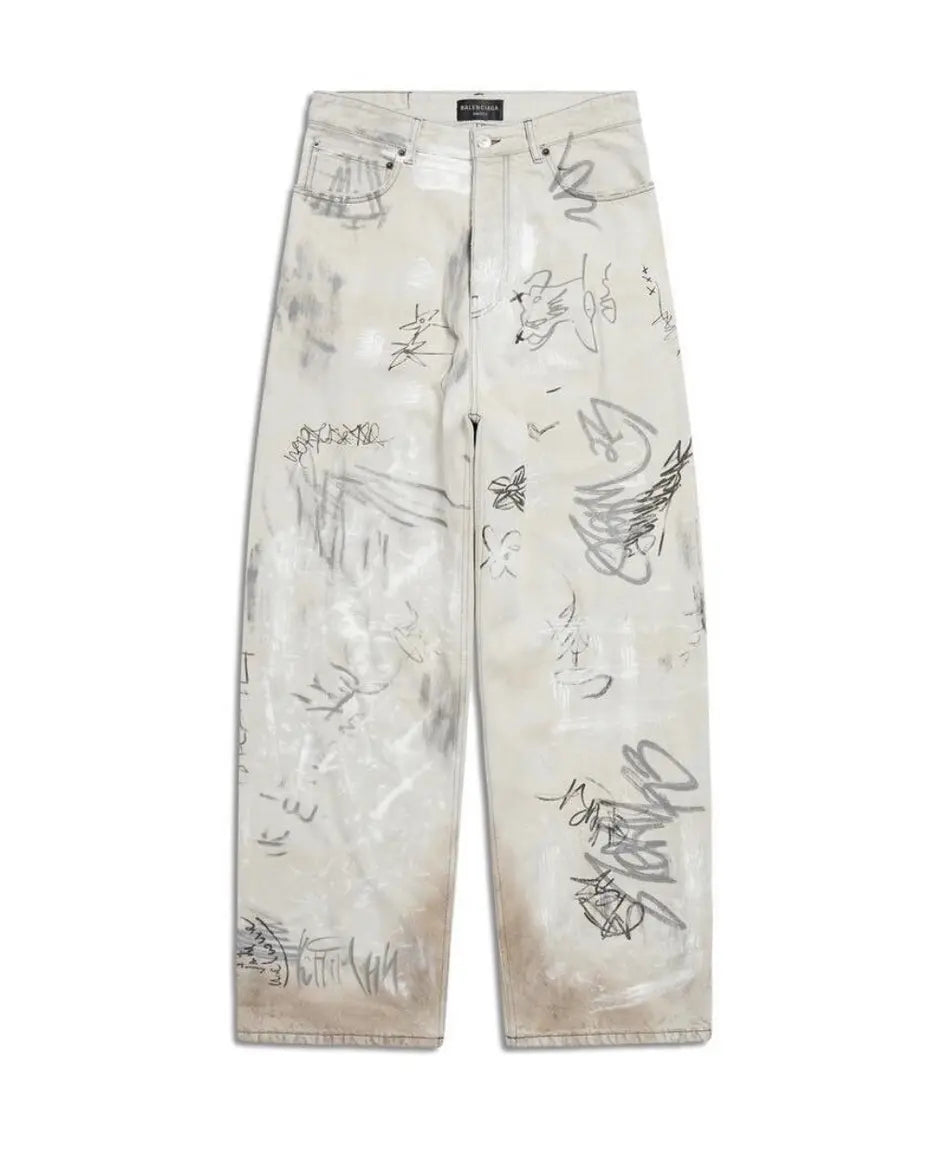 Balenciaga Graffiti White Jeans